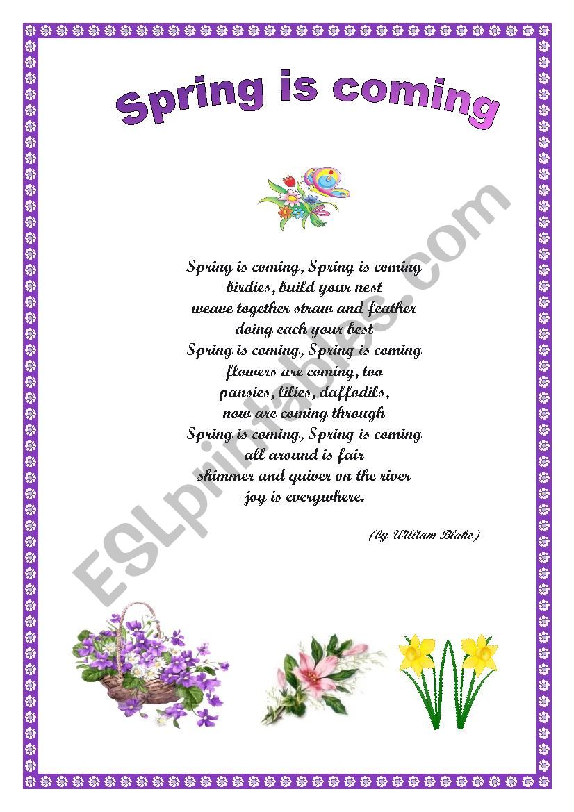 Spring is coming worksheet