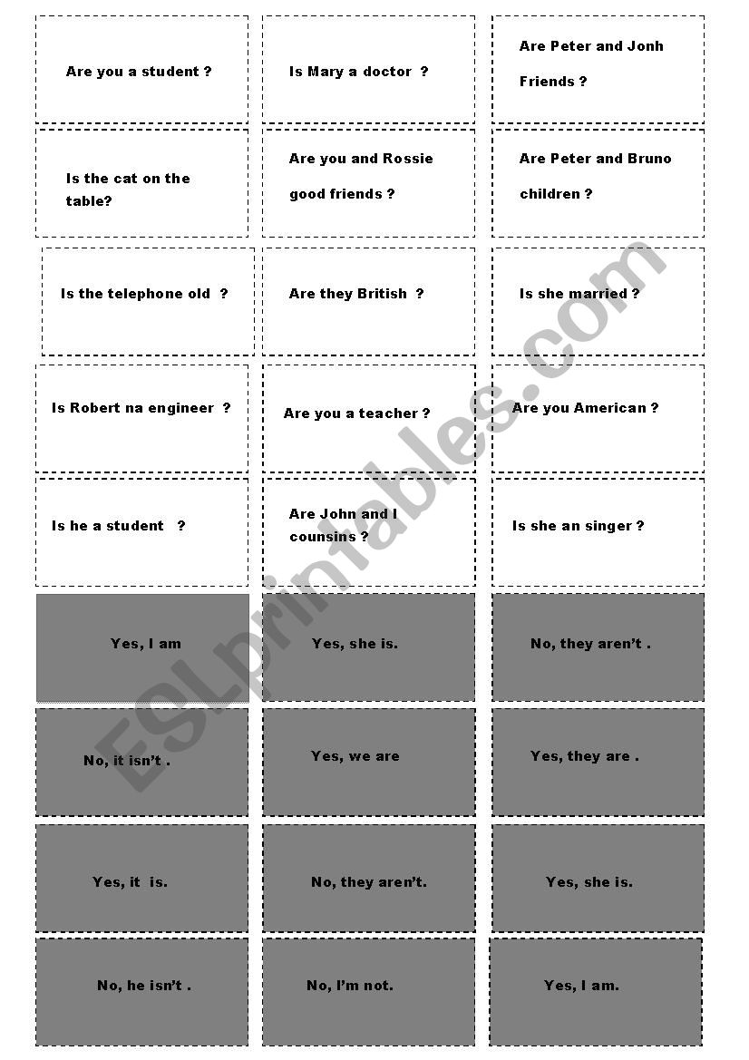 Pair Work Card Game  worksheet