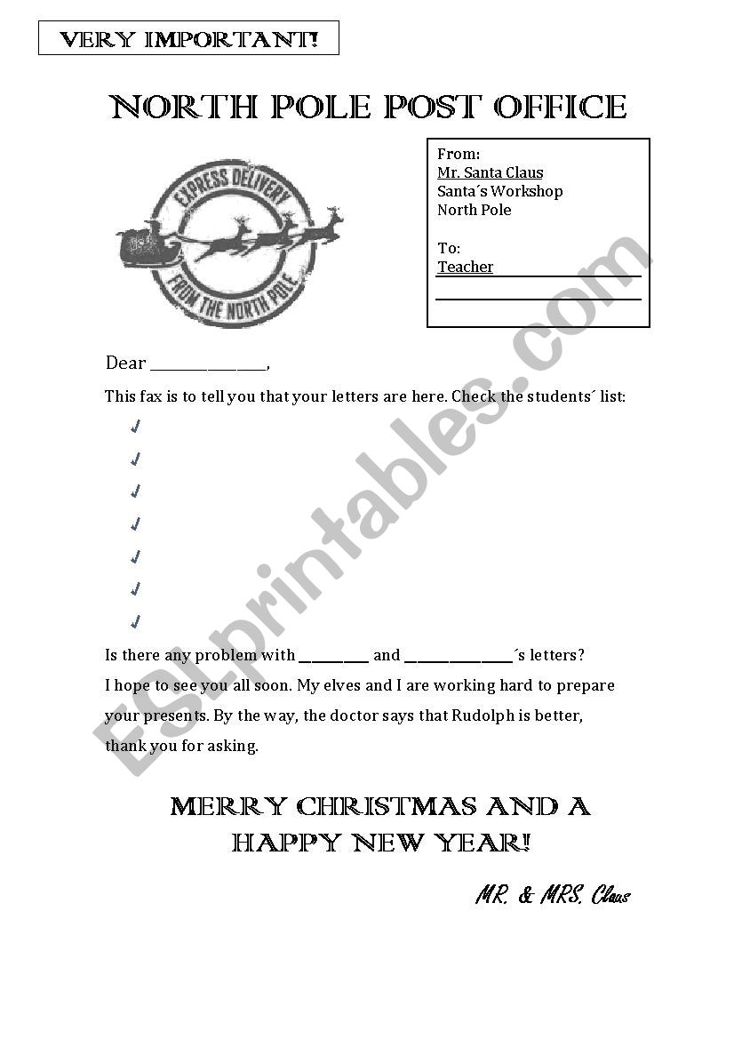 Santa has sent a letter! worksheet