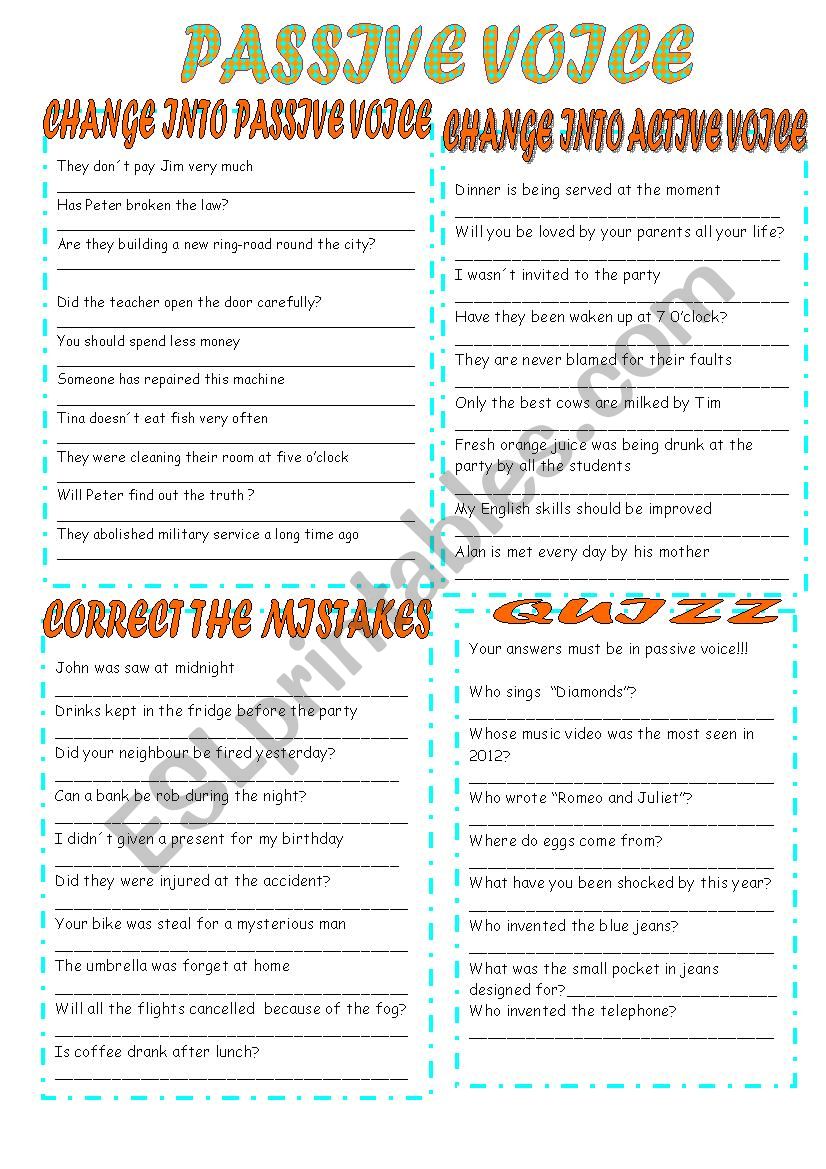 Passive voice worksheet