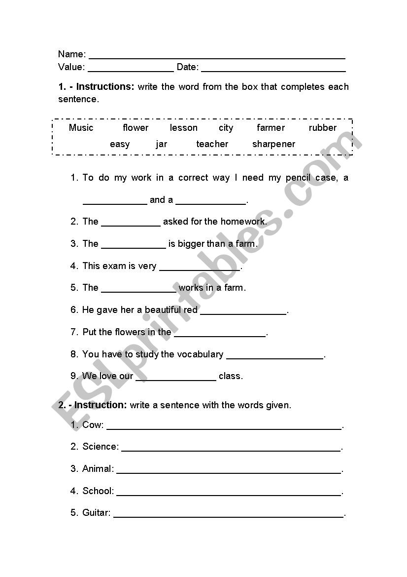 vocabulary evaluation worksheet