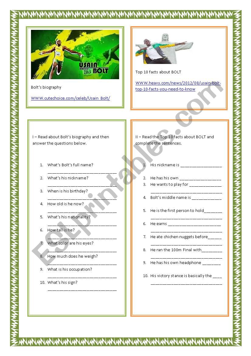 Bolts Biography worksheet