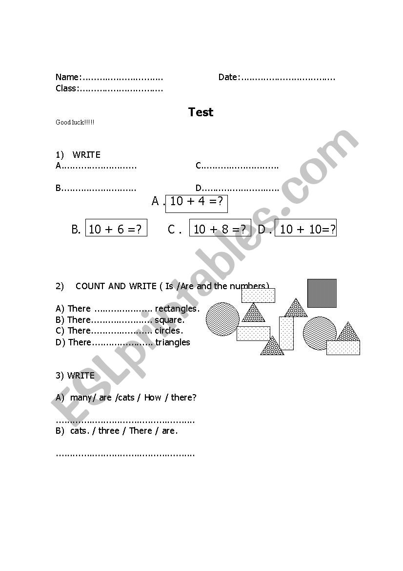 There is/ There are...Numbers worksheet