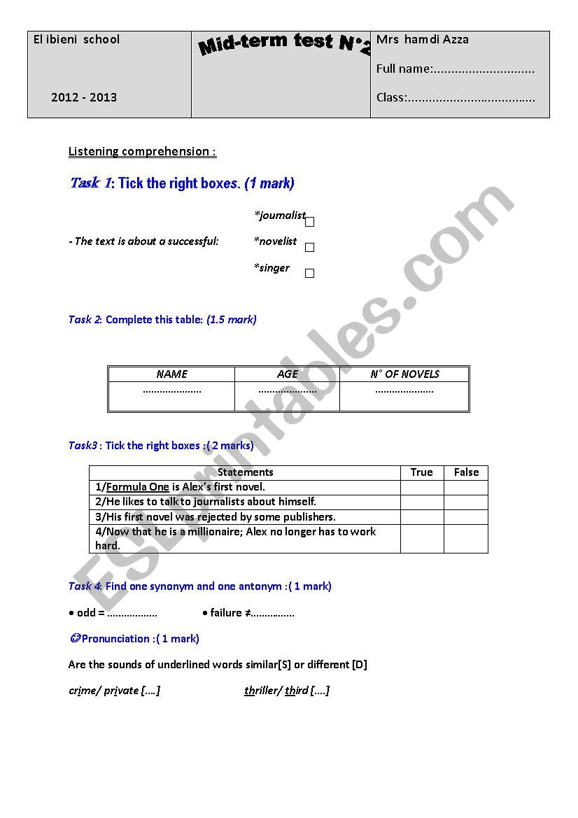 test 2 worksheet