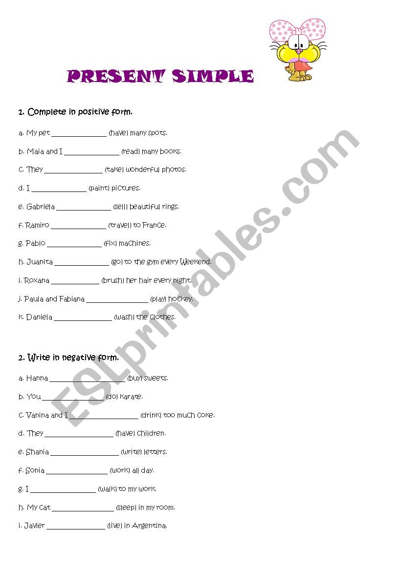 Present Simple Exc worksheet