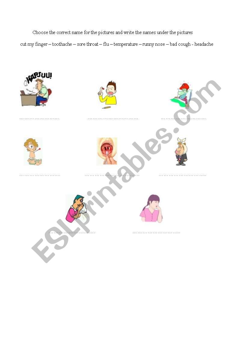 Pains and Aches worksheet