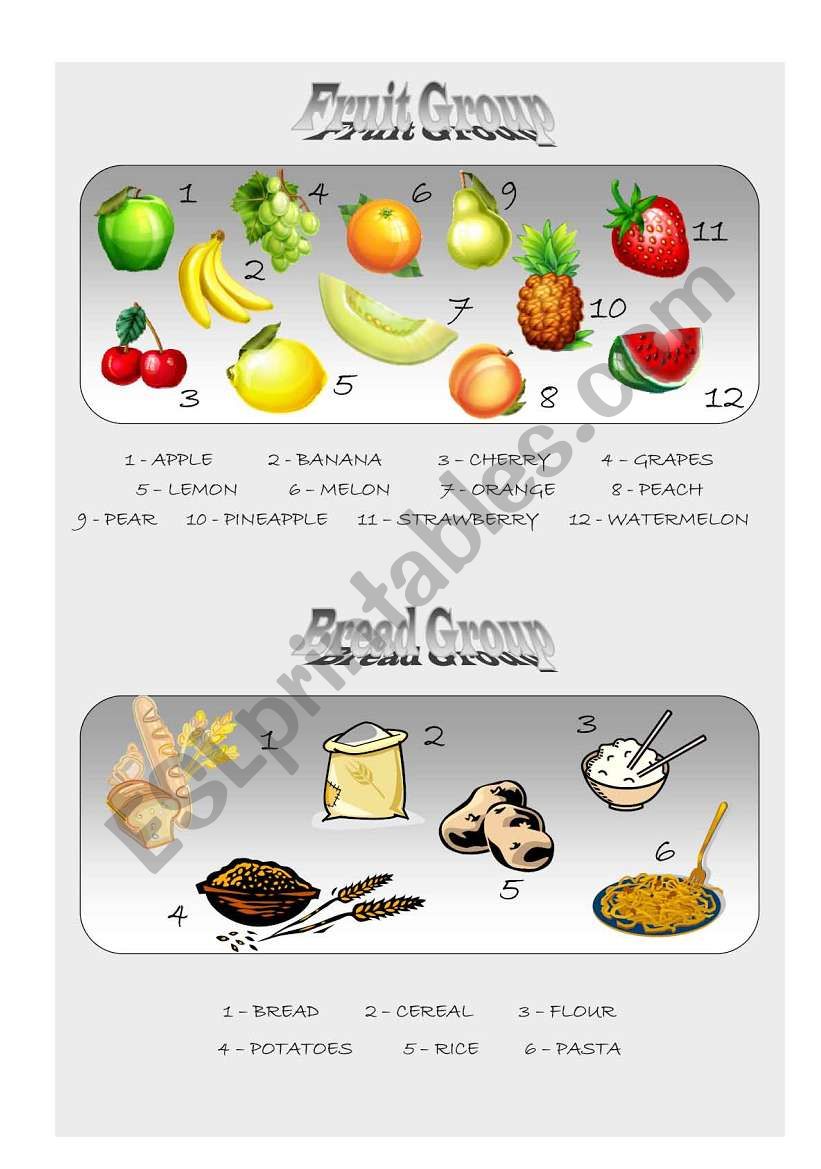 Food Pyramid - vocabulary 2 worksheet