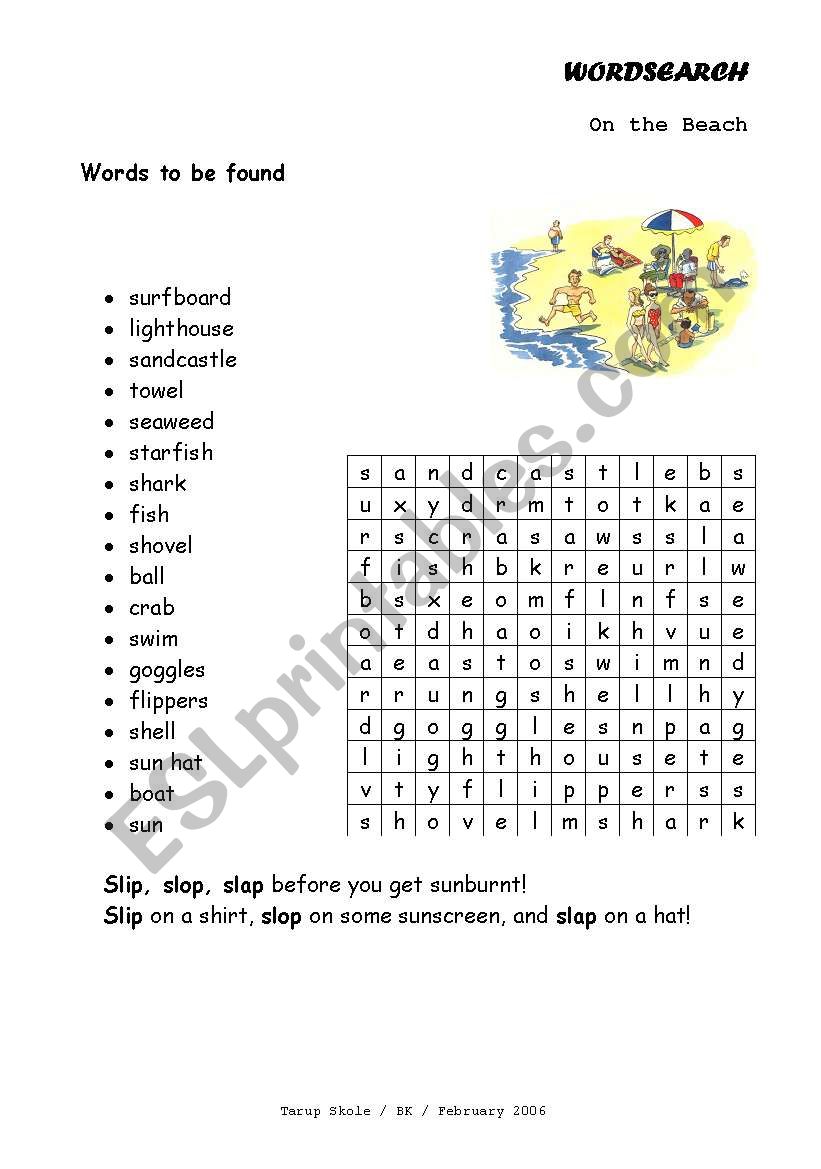 Wordsearch worksheet