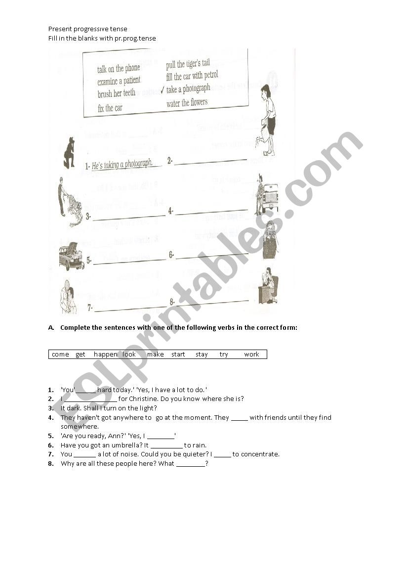 Present Progressive Tense worksheet