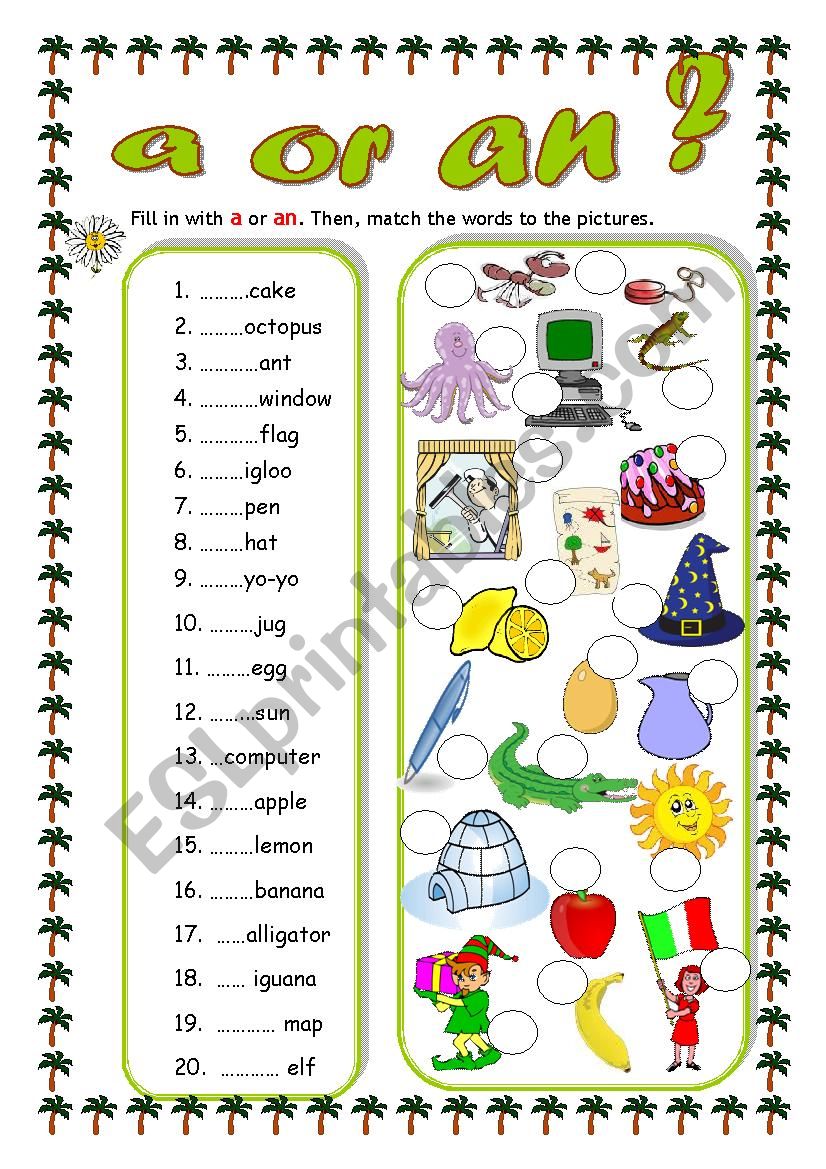 A or AN??? worksheet