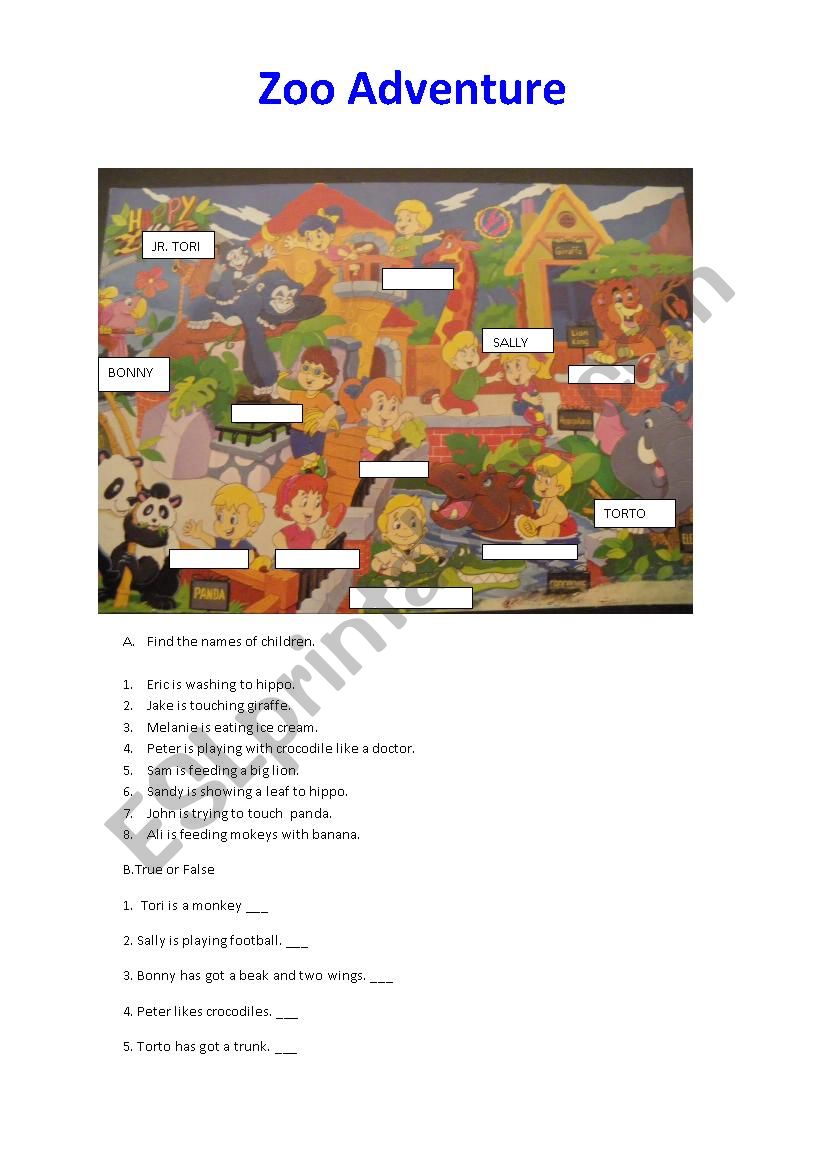 Zoo Adventure worksheet