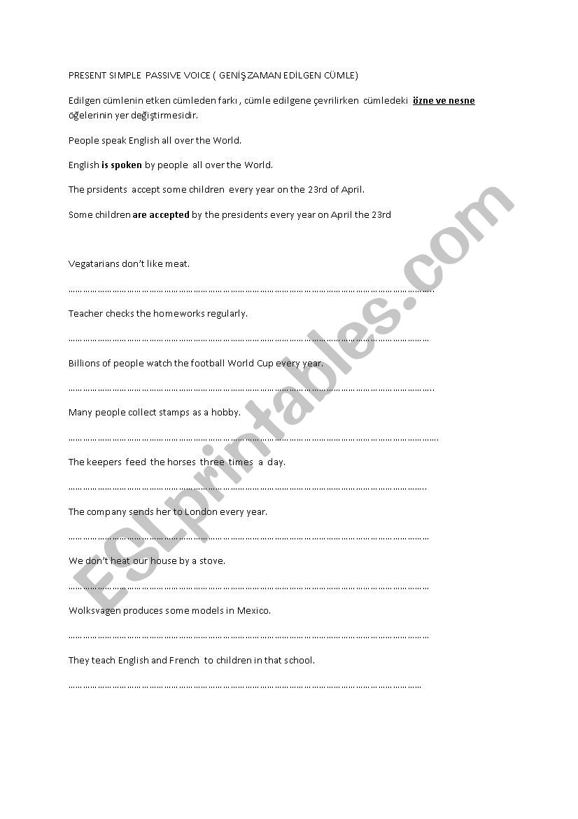 present simple passive worksheet