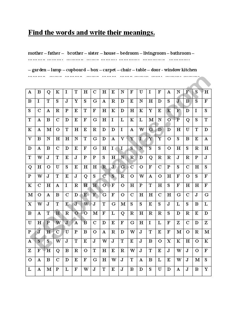 family and house worksheet