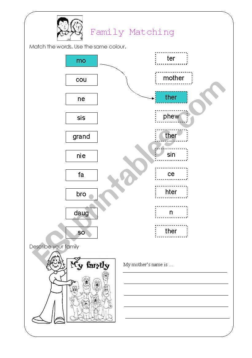 Family Matching worksheet