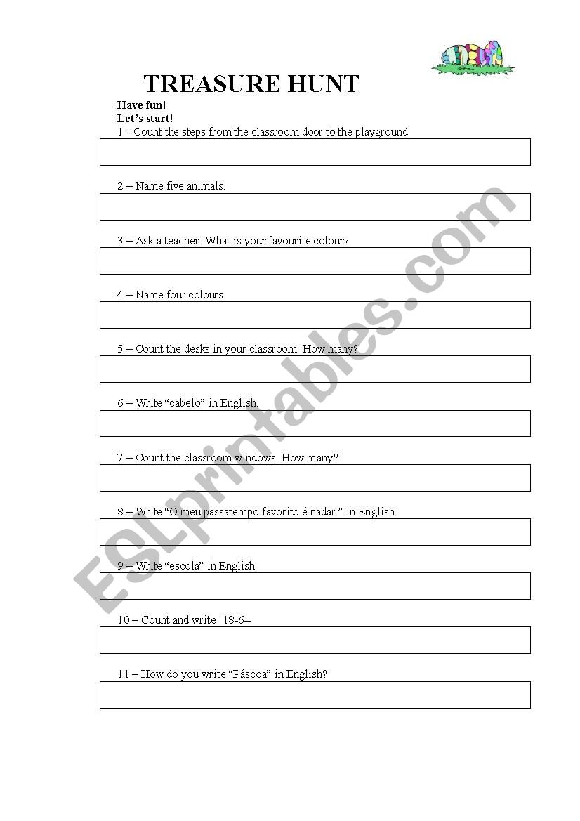 Easter Treasure Hunt worksheet