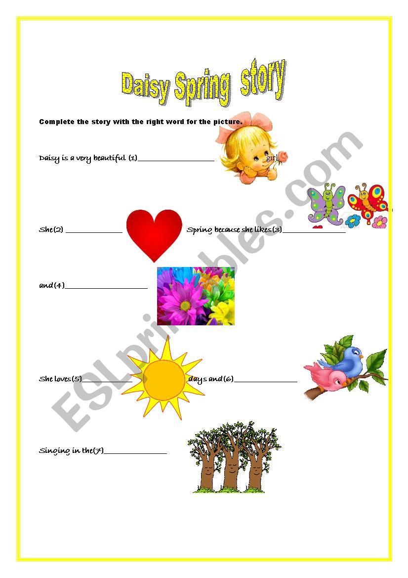 Daisy Spring Story worksheet