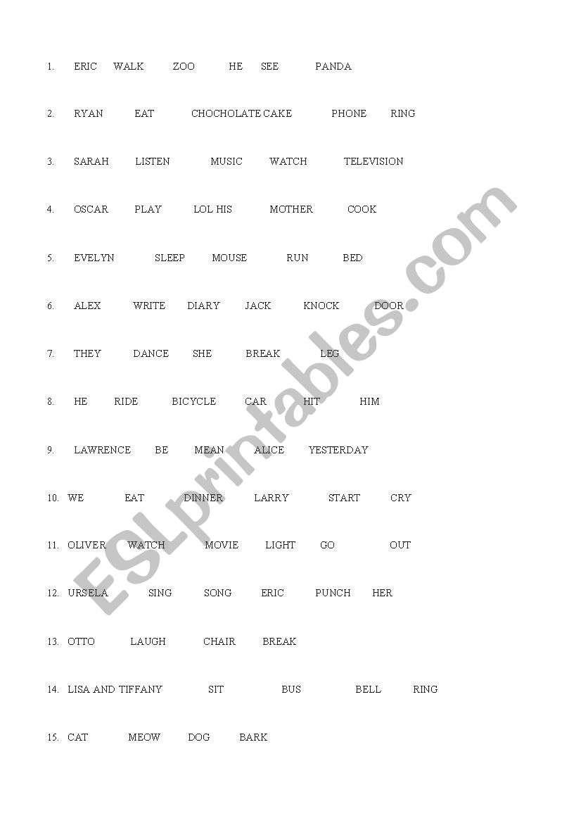 Past Continuous Competition worksheet