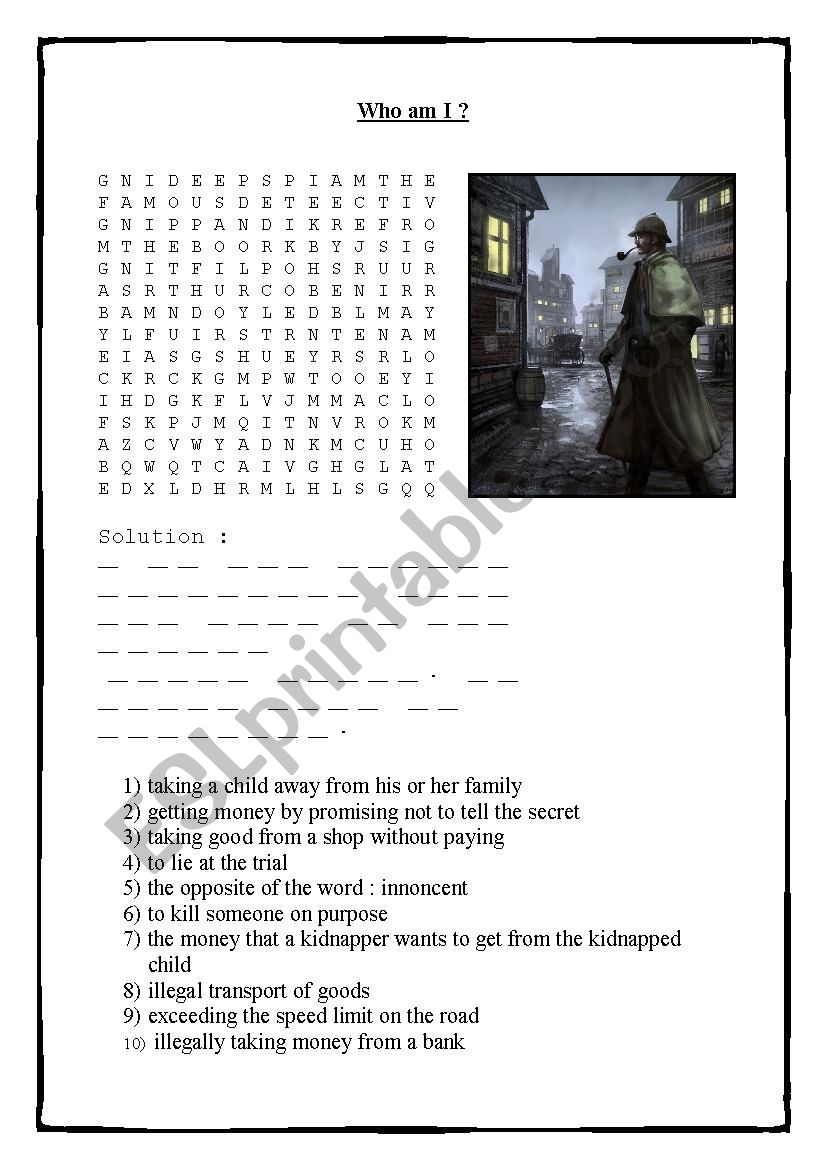 Crime - Who am I? worksheet