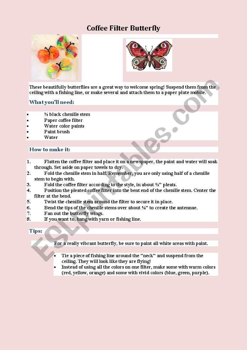 Make a Butterfly worksheet