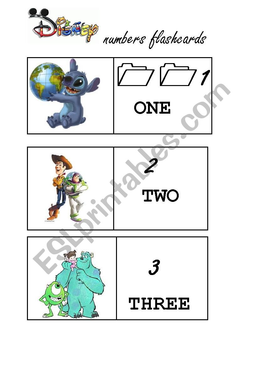  numbers flash-cards  worksheet