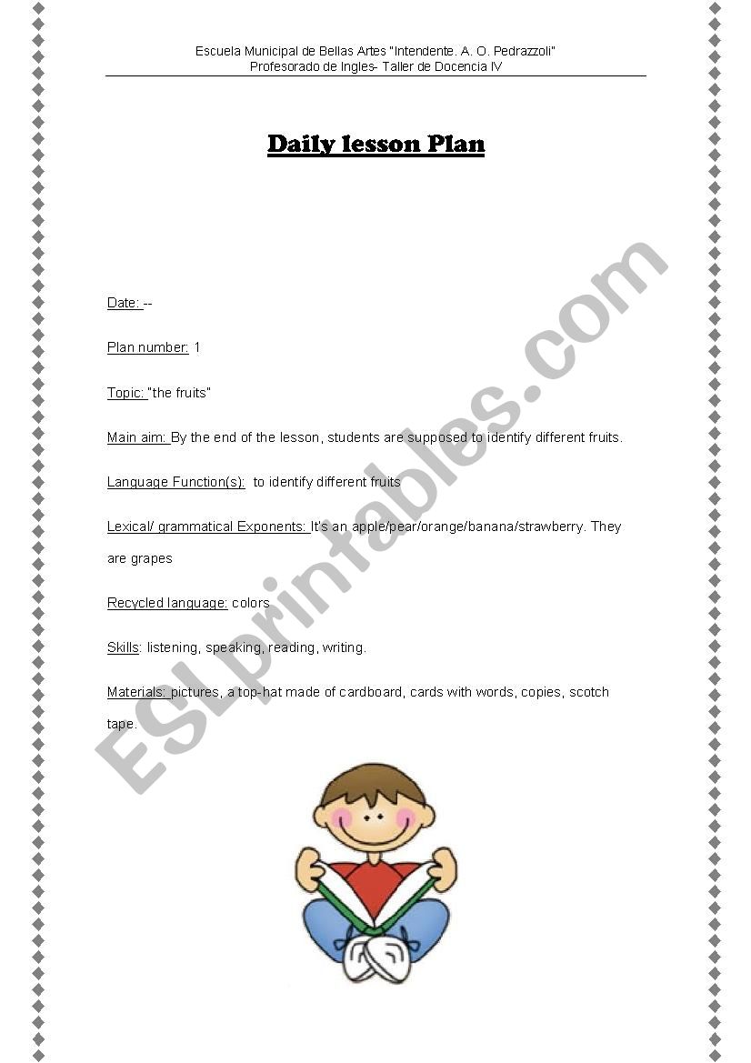 the fruit  worksheet