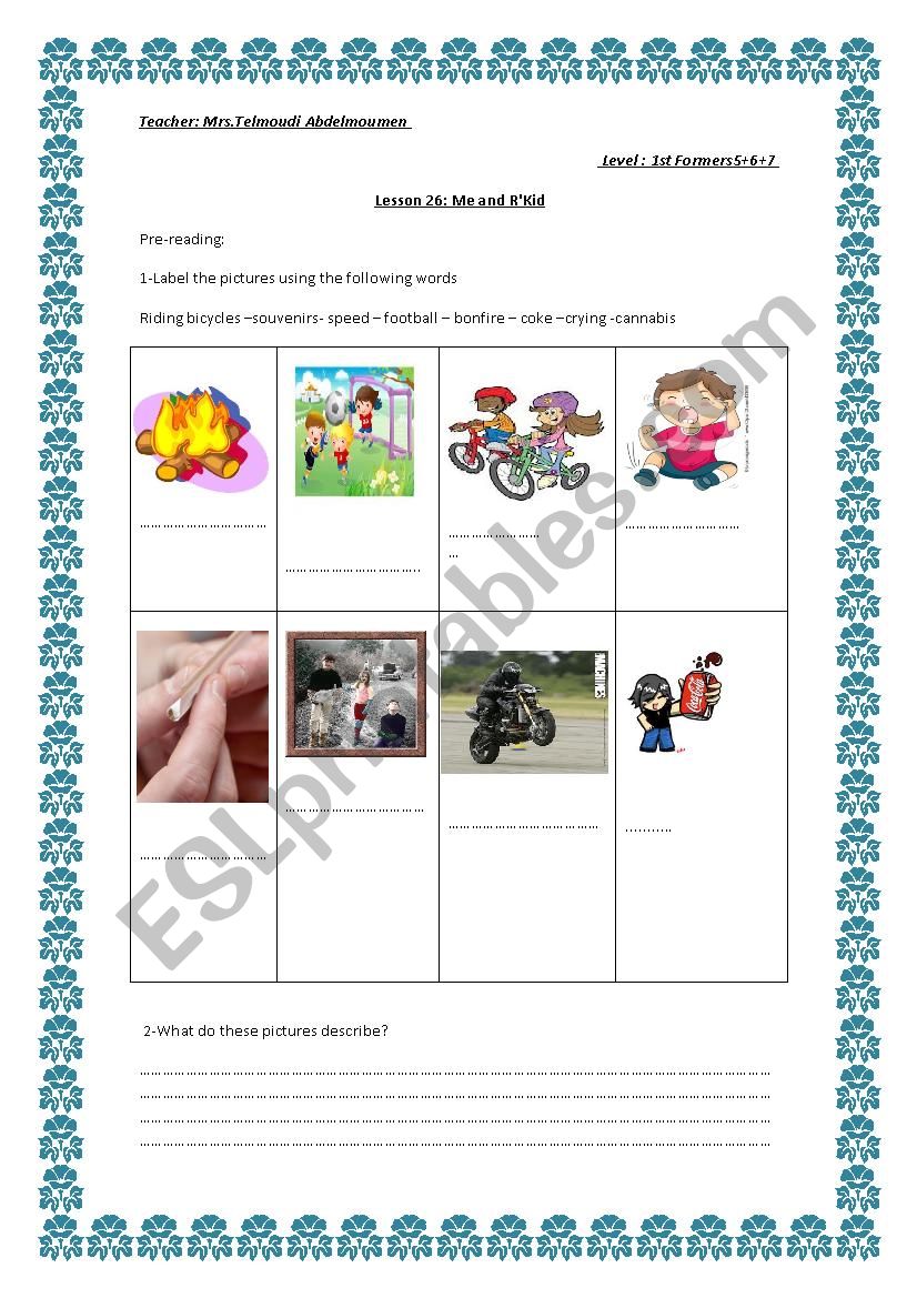 Lesson 26 Me And R Kid Esl Worksheet By Sawssen55