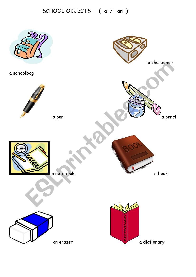 School Objects  worksheet