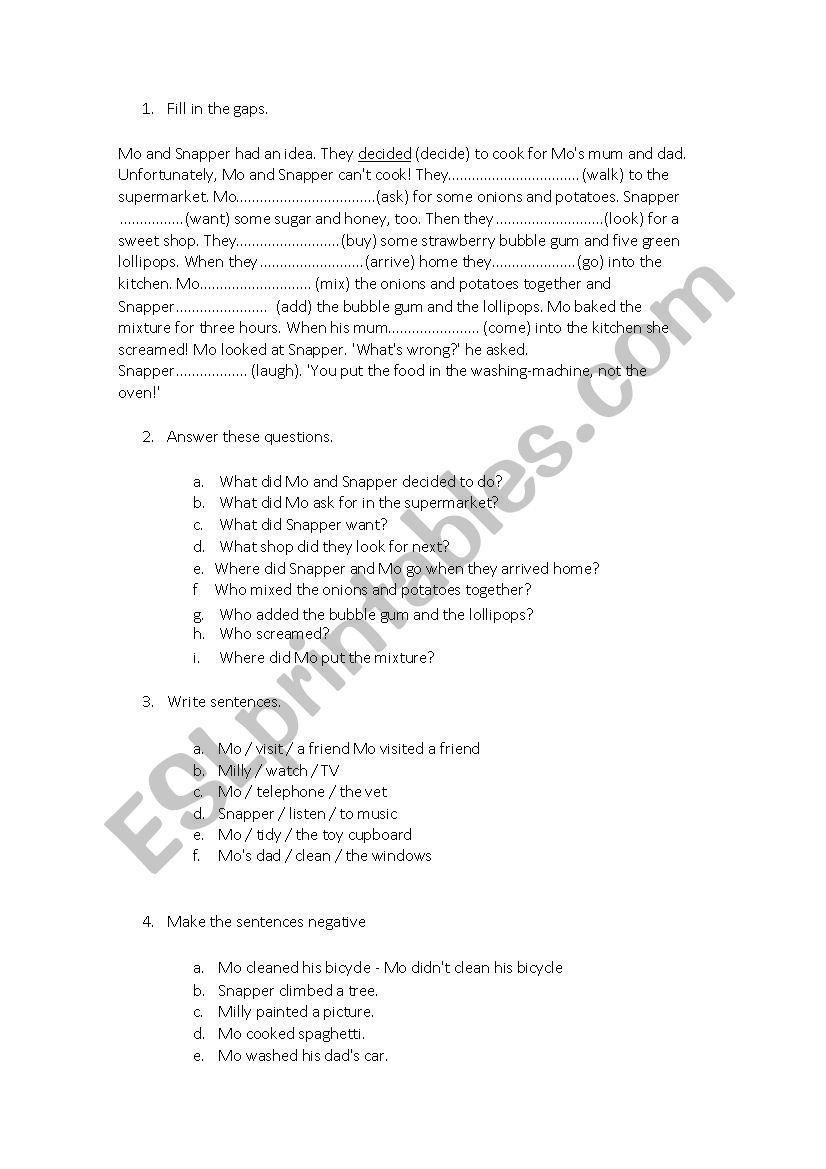 Past Simple Review worksheet