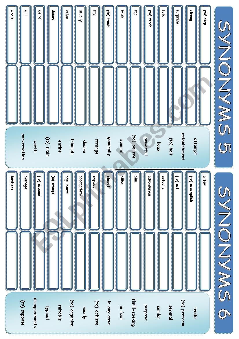 SYNONYMS 5-6 worksheet