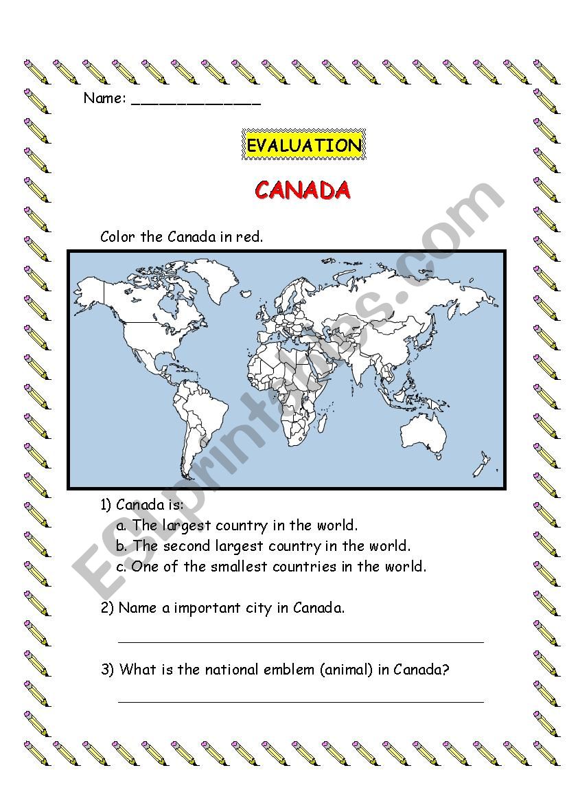 Canada evaluation worksheet