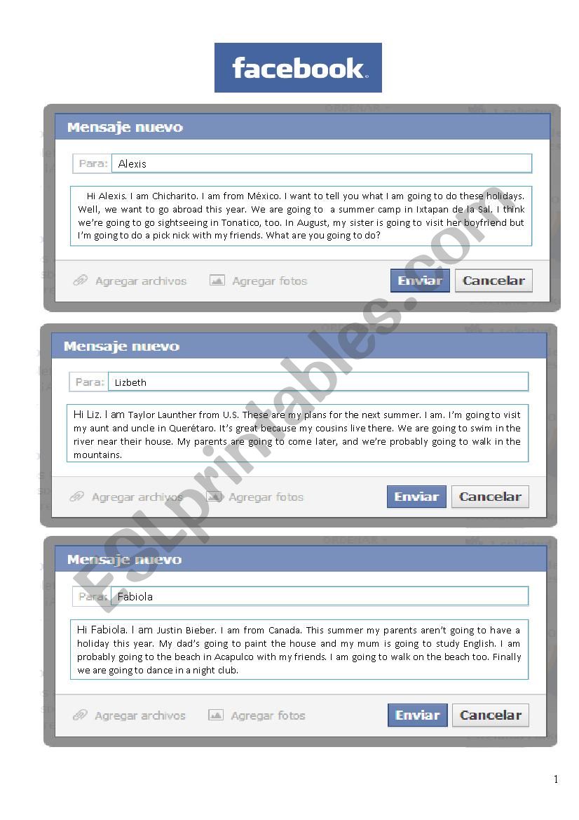 facebook (present continuous) worksheet