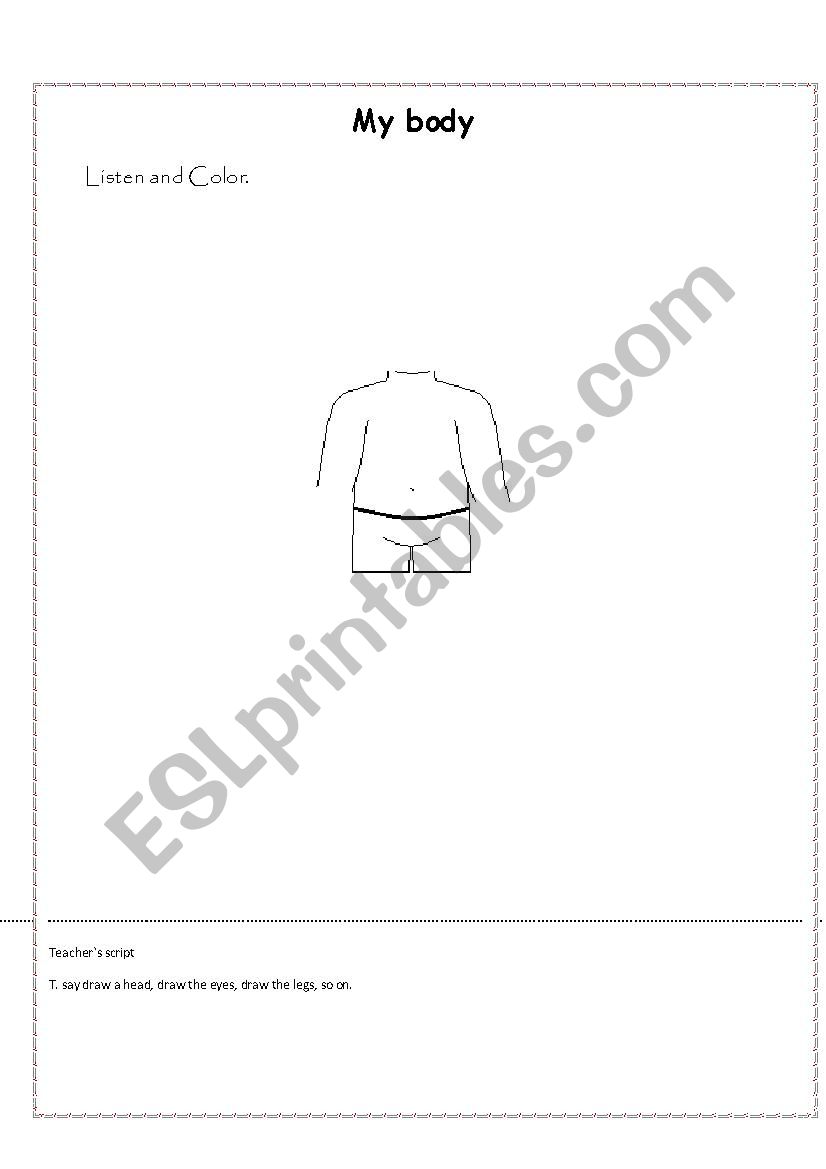 Draw body parts worksheet