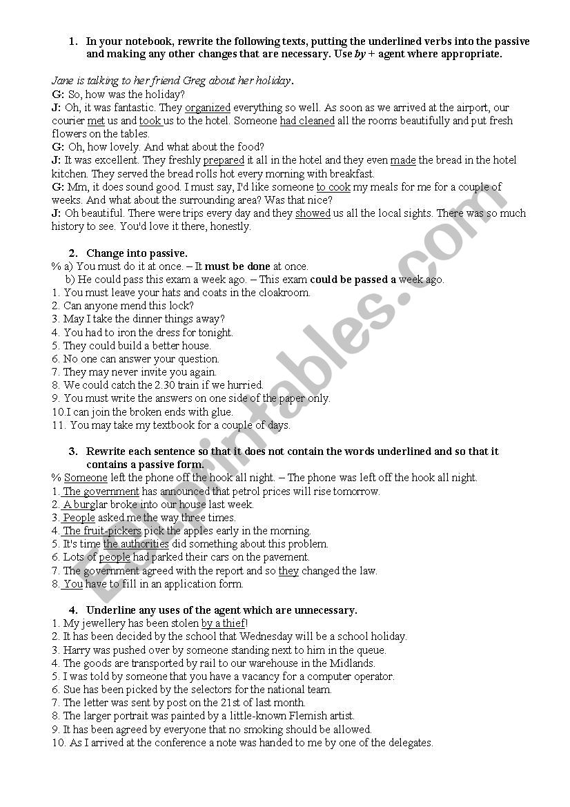 Passive Voice Exercises worksheet