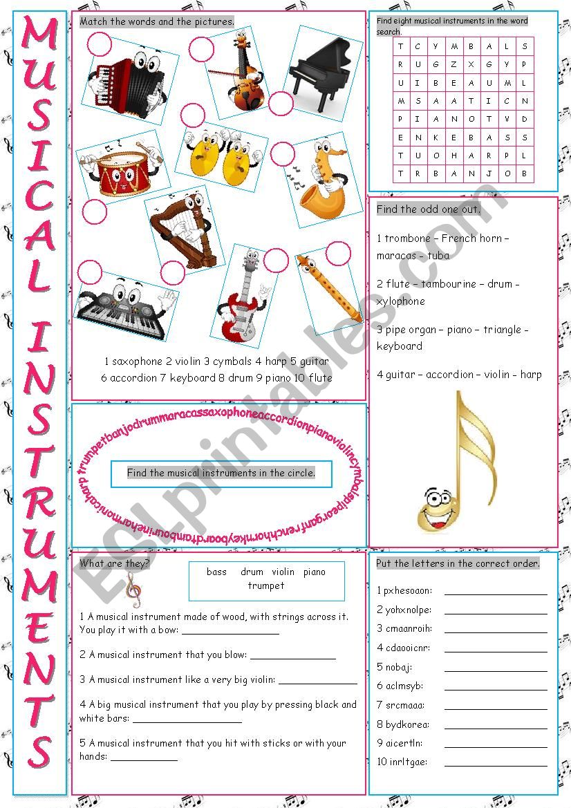 Musical Instruments Vocabulary Exercises