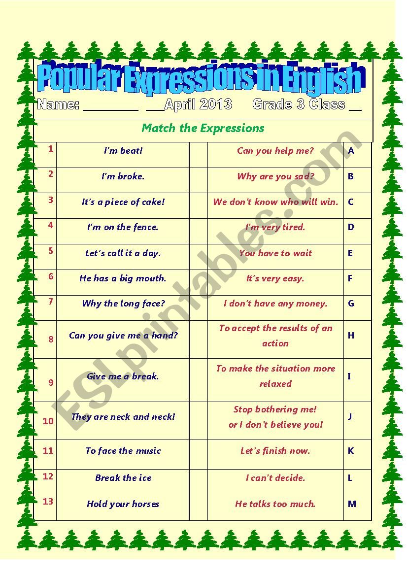 Popular expressions in daily speaking