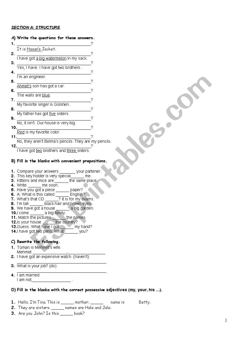 mixed exercises worksheet