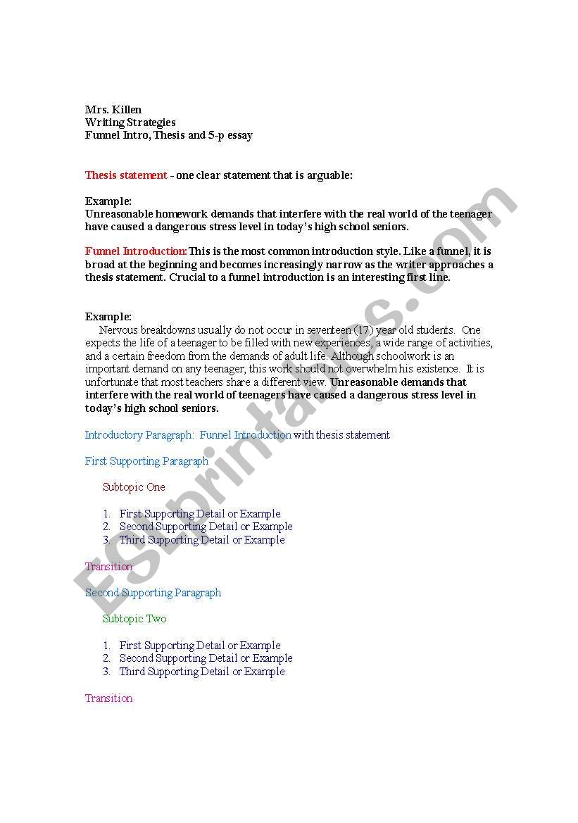 Five Paragraph Essay  worksheet