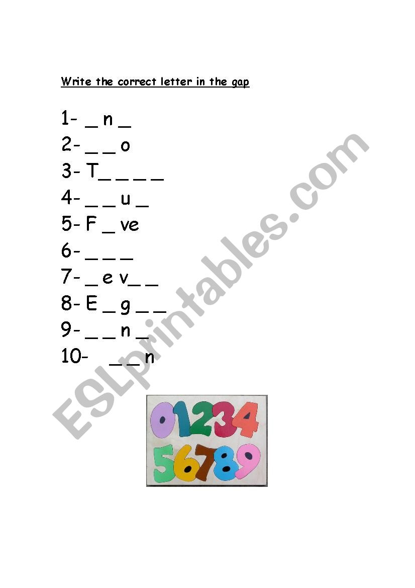 Numbers worksheet