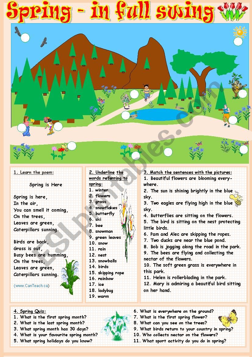 Spring-in full swing worksheet