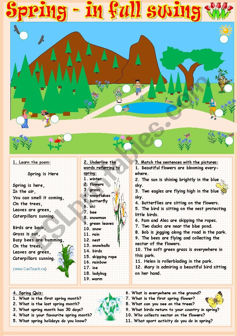 Spring-in full swing worksheet