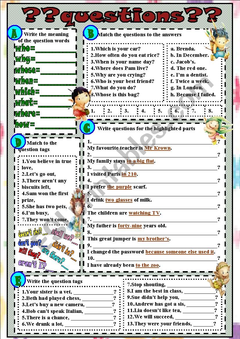 questions worksheet