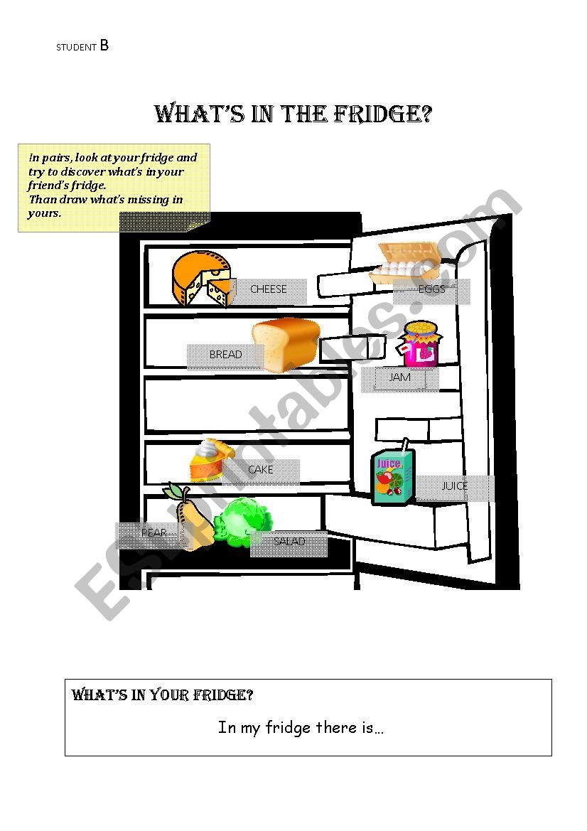 WHATS INTHE FRIDGE? (PART 2) worksheet