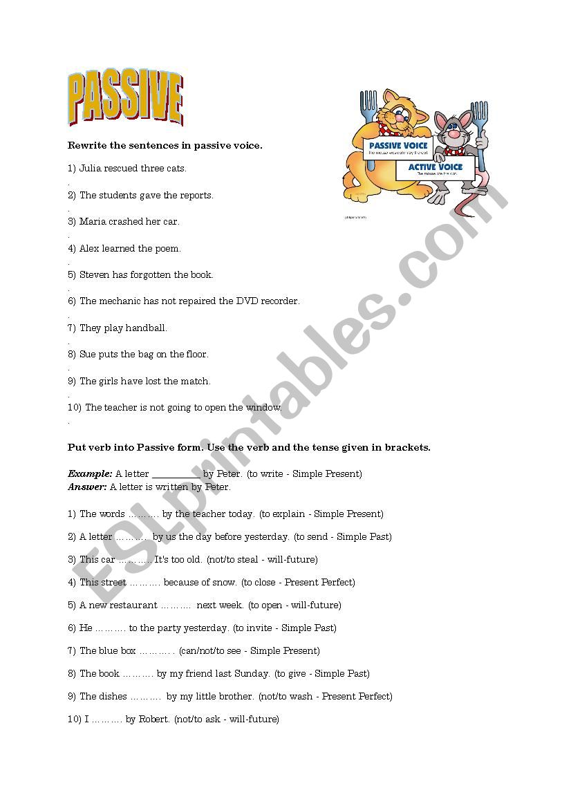 Passive worksheet