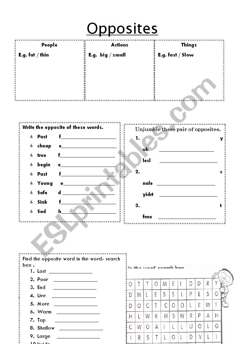 opposites worksheet