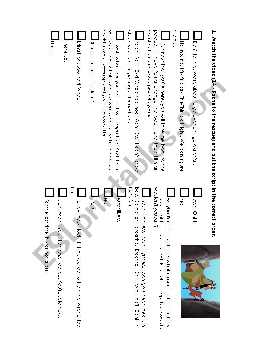The Emperors New Groove worksheet