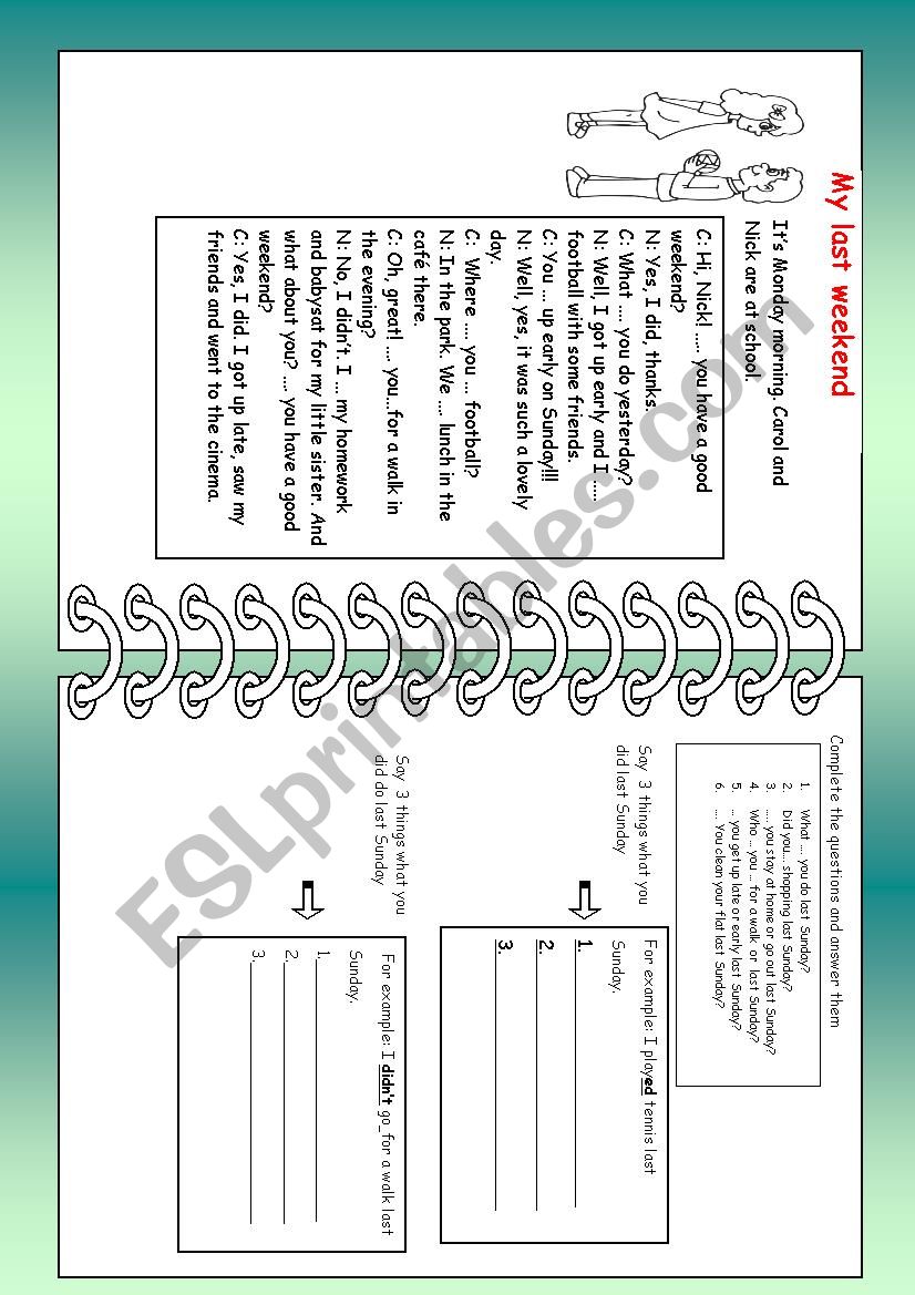 my last weekend worksheet