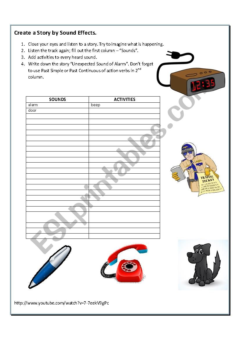 Sound Effect Story worksheet