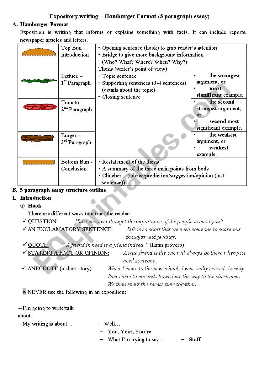 Expository writing worksheet