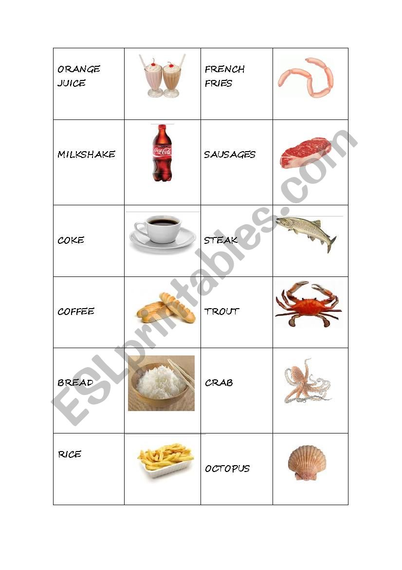 food domino worksheet