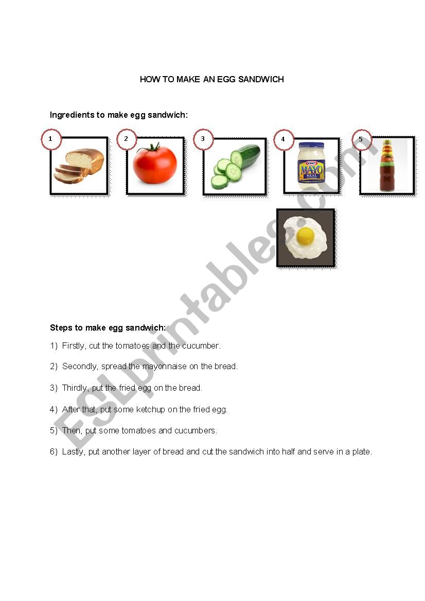 How to make egg sandwich (information gap activity)